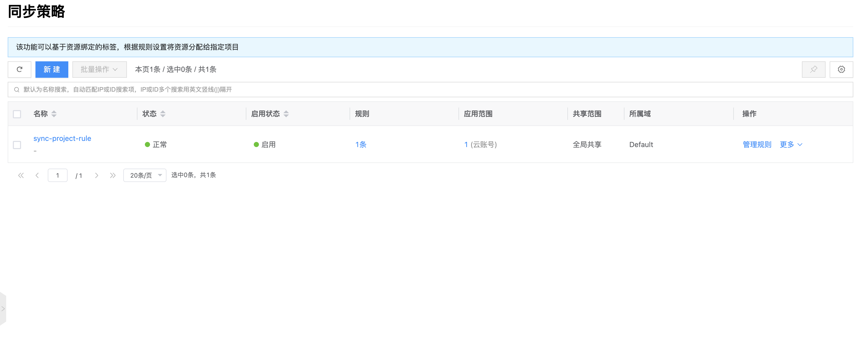 同步策略列表